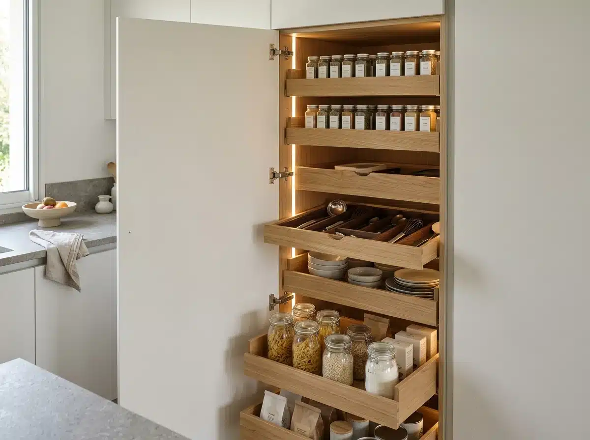 Illustration, Agencement placard cuisine : comment optimiser chaque espace de rangement (détail 1)