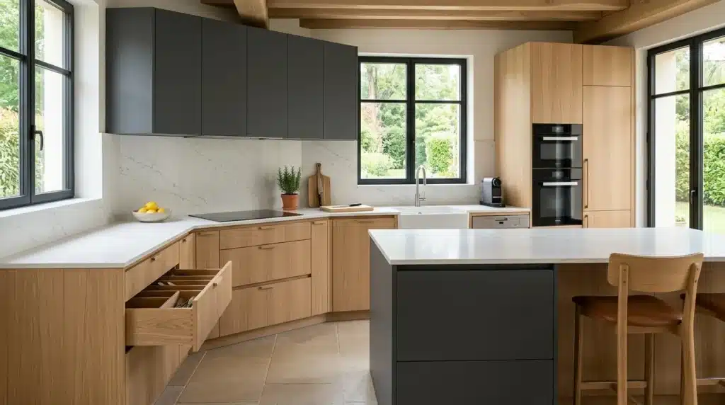 Illustration — Matériaux cuisine sur mesure : guide complet pour bien choisir (hero)