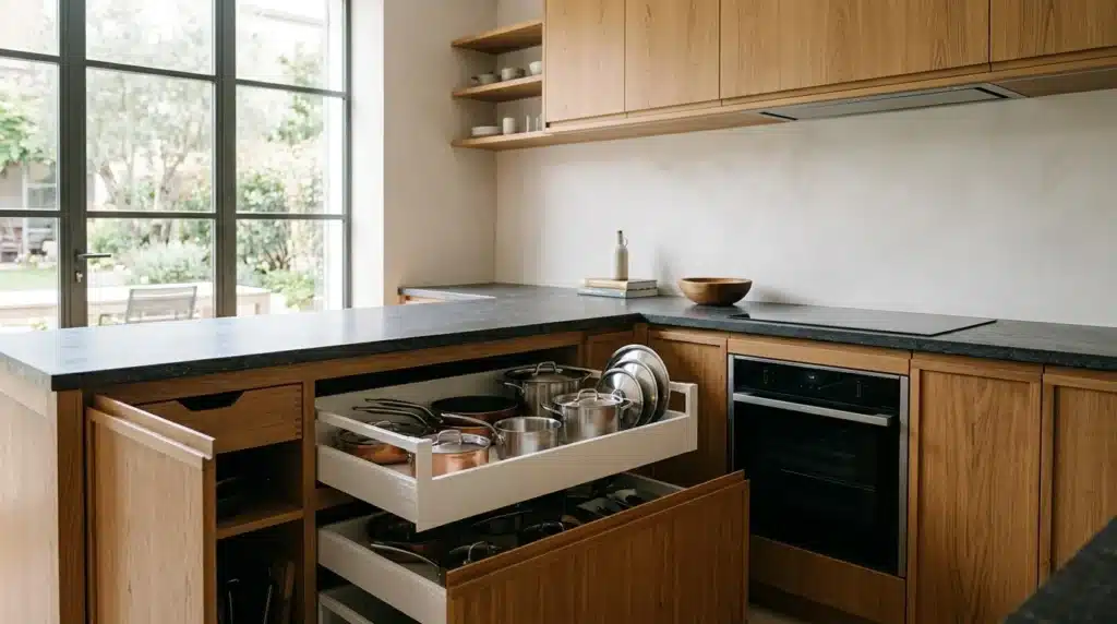 Illustration — Agencement placard cuisine : comment optimiser chaque espace de rangement (hero)
